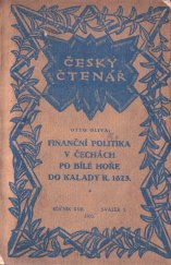 kniha Finanční politika v Čechách po Bílé hoře do kalady r. 1623, Český čtenář 1925