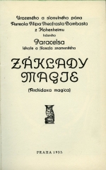kniha Základy magie Archidoxa magica, Universalia 1933