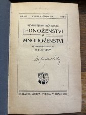 kniha Jednoženství a mnohoženství, Josef Pelcl 1915