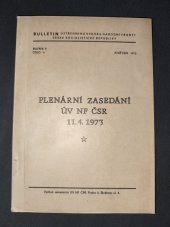 kniha Plenární zasedání ÚV NF ČSR 11. 4. 1973, ÚV NF ČSR 1973