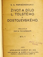 kniha Život a dílo L. Tolstého a Dostojevského. 1. díl, B. Kočí 1920