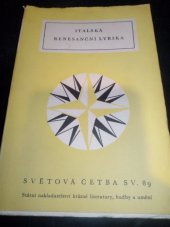 kniha Italská renesanční lyrika, Státní nakladatelství krásné literatury, hudby a umění 1954