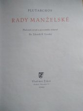 kniha Rady manželské, Vladimír ŽikeŠ 1942
