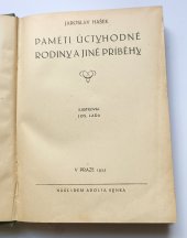 kniha Paměti úctyhodné rodiny a jiné příběhy, Ad. Synek 1925