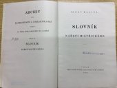 kniha Slovník nářečí mistřického, Česká akademie věd a umění 1946
