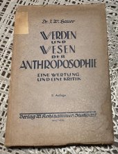 kniha Wesen und Werden der Anthroposophie: Eine Wertung und eine Kritik, Verlag 1923