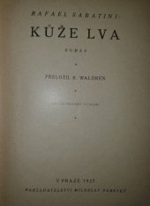 kniha Kůže lva román, Miloslav Nebeský 1927