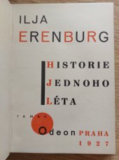 kniha Historie jednoho léta Román, Odeon 1927