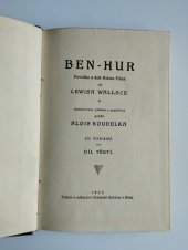 kniha Ben Hur I. povídka z dob Krista Pána, Občanská tiskárna 1922