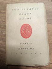 kniha Dopisy Karla Hynka Máchy , Hyperion 1922