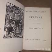 kniha Síť víry Petra Chelčického, Melantrich 1929