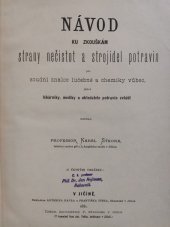 kniha Návod ku zkouškám strany nečistot a strojidel potravin, Nákladem Antonína Havla a Františka Vítka 1881