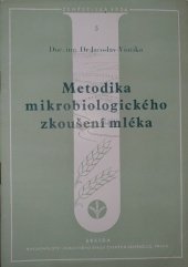 kniha Metodika mikrobiologického zkoušení mléka, Brázda 1951