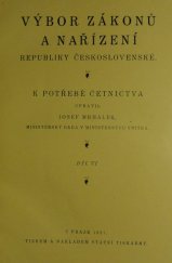 kniha Výbor zákonů a nařízení republiky československé. Díl VI, Státní tiskárna 1927