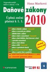 kniha Daňové zákony 2010 úplná znění platná k 1.1. 2010, Grada 2010