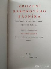 kniha Zrození barokového básníka antologie z přírodní lyriky českého baroku, Edice Jitro 1940