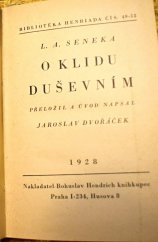kniha O klidu duševním, Bohuslav Hendrich 1928
