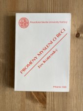kniha Proměny myšlení o řeči, Univerzita Karlova, Filozofická fakulta 1998