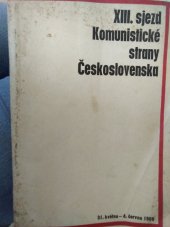 kniha XIII. sjezd Komunistické strany Československa Praha 31. května - 4. června 1966, Svoboda 1967