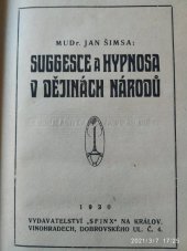 kniha Suggesce a hypnosa v dějinách národů, Sfinx 1920