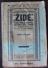 kniha Židé jich filosofie, dějiny a politika : vědecká studie, R. Gougenot de Mousseaux 1910