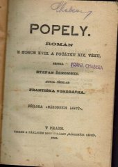 kniha Popely román z konce 18. a počátku 19. věku, Národní listy 1909