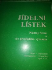 kniha Jídelní lístek nástroj řízení a věc prvořadého významu, Editpress 2002