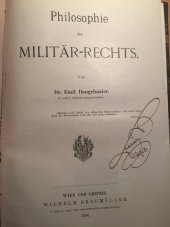 kniha Philosophie des Militär-recht, Wilhelm Braumüller [distributor] 1896