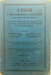 kniha Výbor z francouzské literatury pro čsl. střední školy (Pro VII. a VIII. třídu reálných gymnasií, VI., VII. a VIII. třídu reformních reálných gymnasií a VI. a VII. třídu reálek), A. Píša 1932