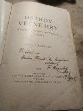 kniha Ostrov věčné hry Román z doby světové války, Vydav. družstvo 28. říjen 1926