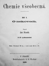 kniha Chemie všeobecná. Díl I., - O nekovech, I.L. Kober 1858