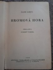 kniha Hromová hora, Novina 1936