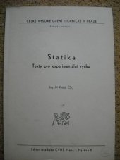 kniha Statika Texty pro experimentální výuku, ČVUT 1980