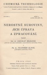 kniha Nerostné suroviny, jich úprava a zpracování, Čsl. společnost chemická 1929