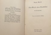kniha Die Welt des Buddha, Dresden  1922