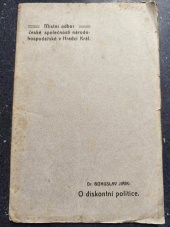 kniha O diskontní politice Přednáška, Místní odbor Čes. národohosp. společnosti 1906