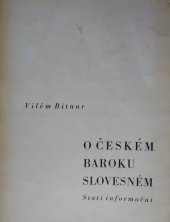 kniha O českém baroku slovesném Stati informační, Lidová Akademie v Plzni 1932