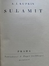 kniha Sulamit, F. Topič 1924