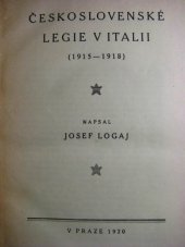 kniha Československé legie v Italii [1915-1918], Ždárský 1920
