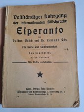 kniha Vollständiger Lehrgang der internationalen Hilfssprache Esperanto, Verlag Paul Knepler, wien 1926