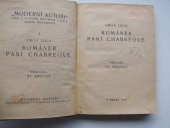 kniha Románek paní Chabreové, Marie Nozarová 1919