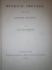 kniha Bedřich Smetana. II., - Na studiích, Hudební Matice Umělecké Besedy 1925