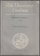 kniha Acta Universitatis Carolinae Philosophica et historica 2 / 1980 studia aesthetica III, Univerzita Karlova 1980