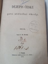 kniha Dějepis český pro střední školy Díl II., I. L. Kolber 1876