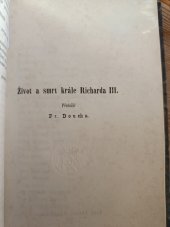 kniha Život a smrt krále Richarda III., Nákladem Musea království českého 1855