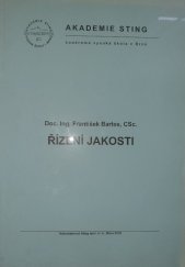 kniha Řízení jakosti studijní text pro distanční vzdělávání, Sting 2007
