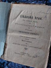 kniha Cikánská krev francouzský román, [K. Kádner] 1885
