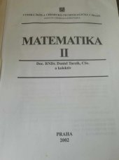 kniha Matematika II, Vysoká škola chemicko-technologická 2002