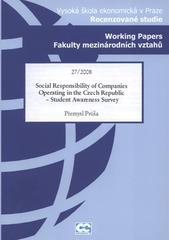 kniha Social responsibility of companies operating in the Czech Republic - student awareness survey, Oeconomica 2008