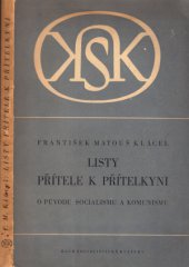 kniha Listy přítele k přítelkyni o původu socialismu a komunismu, Klub socialistické kultury 1948